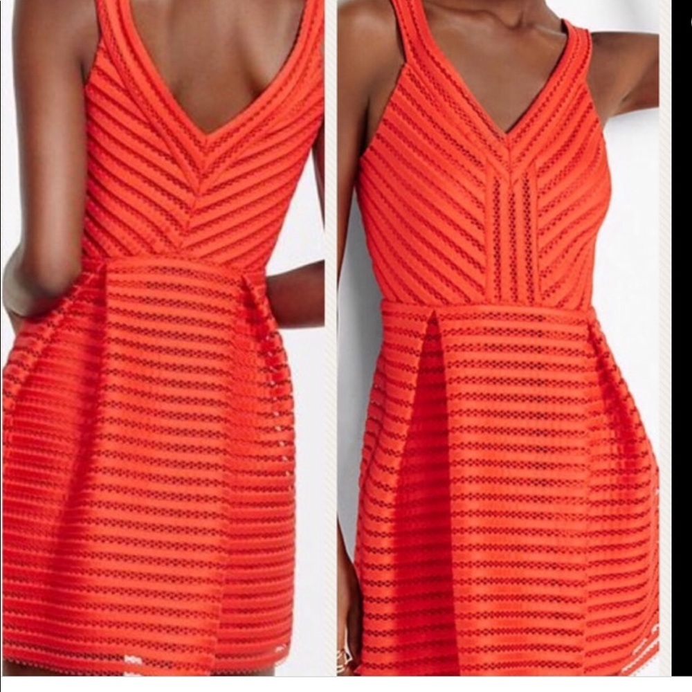 Red Mesh A-line Dress